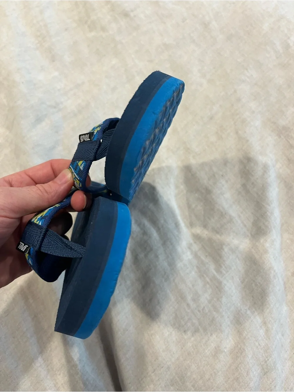 Teva Kids' Navy Blue Patterned Strap Flip Flops size 1